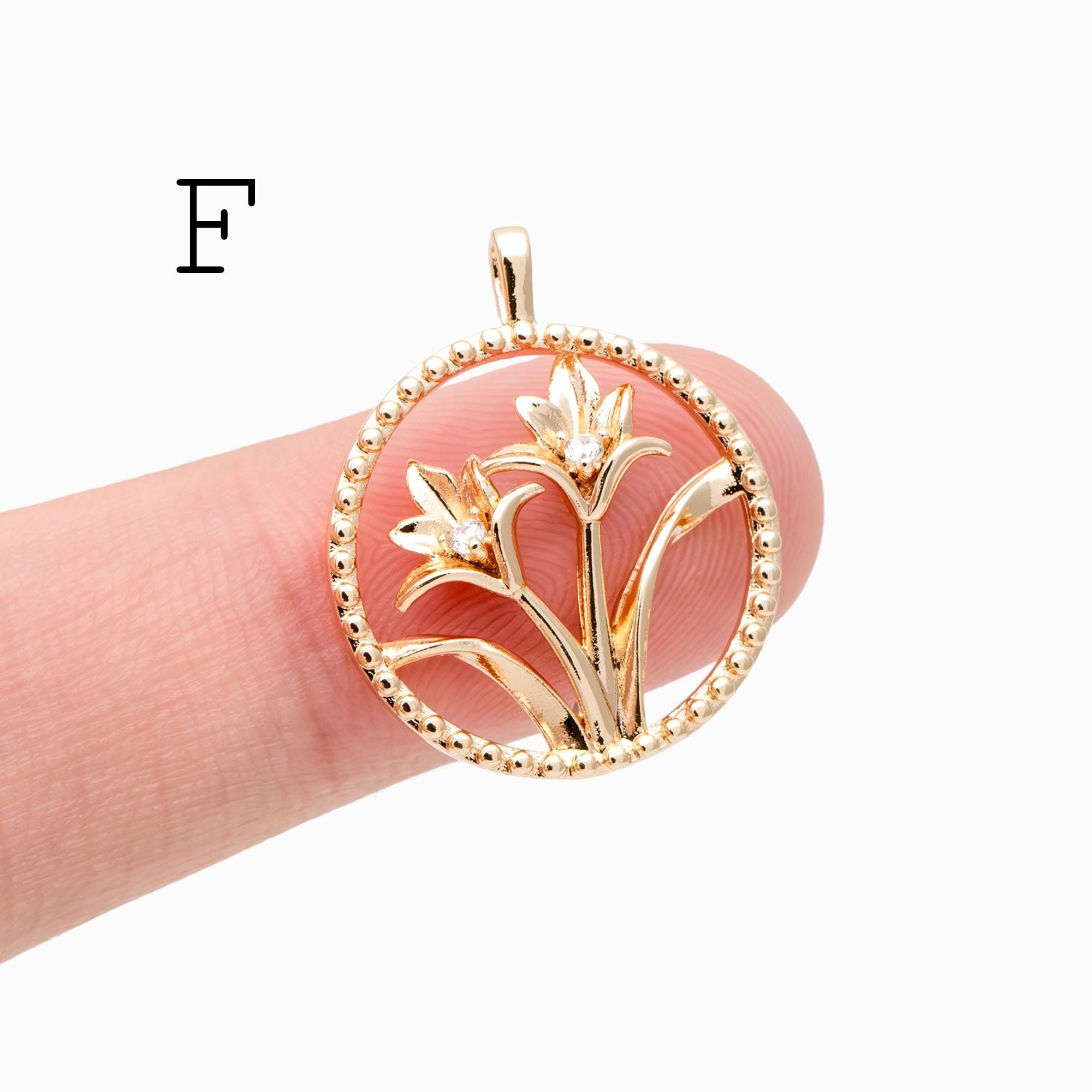 4pcs Gold/ Silver Tone Flower Leaf Charms , 18K Gold/ Rhodium plated Brass, Dainty Earring Pendants (GB-3118)
