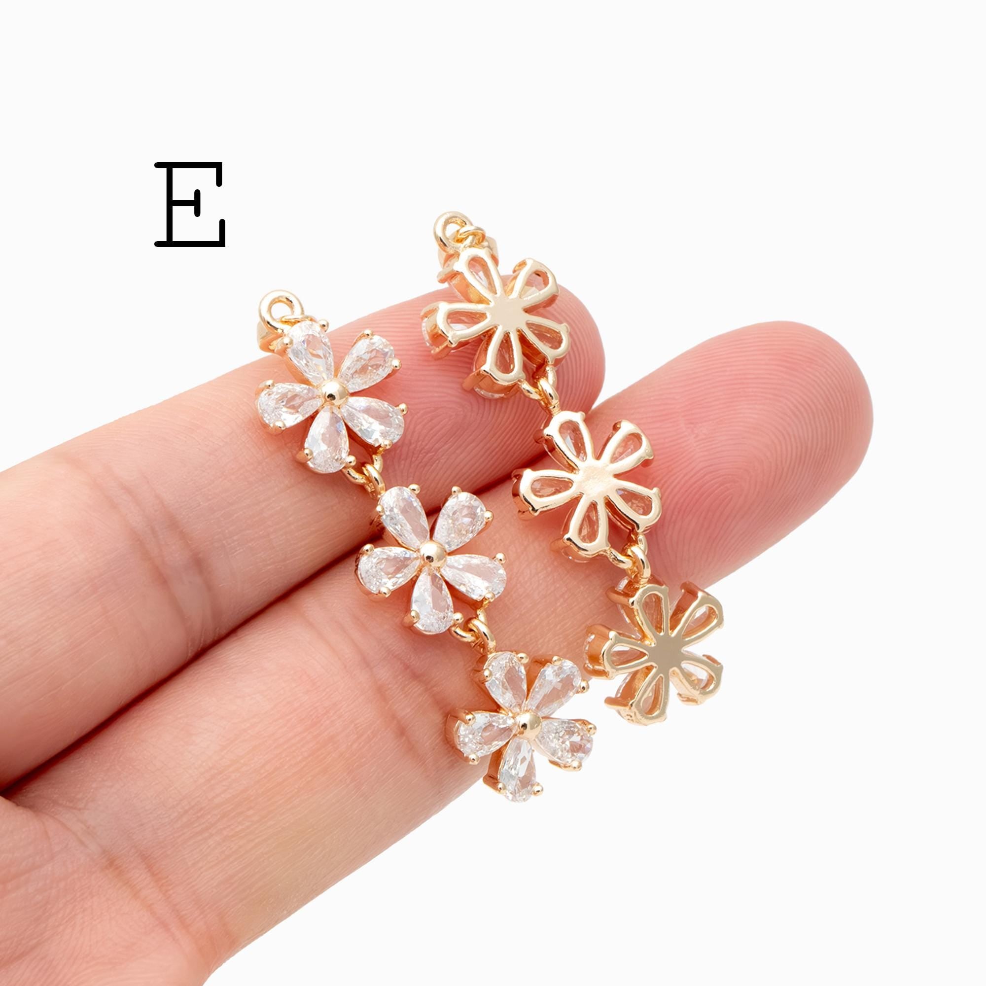 4pcs CZ pave Gold/ Silver Tone Leaf Charms, Leaf Pendants, Earring Findings, Jewelry Making, Jewelry Supplies (GB-3037)