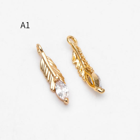 4pcs Gold/ Silver Tone Wing Charms , Real 18K Gold/ Rhodium plated Brass Wing Pendants , Color Not Easily Tarnish (GB-383)
