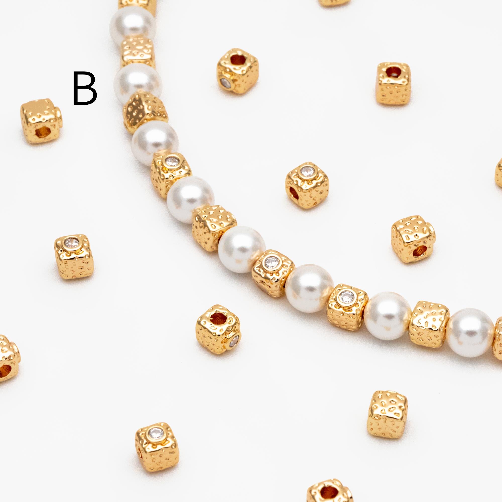 10pcs Gold Spacer Beads, Gold plated Brass, Jewelry Making, Diy Material, Jewelry Supplies (GB-2956)