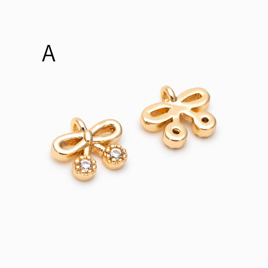 10pcs Gold/ Silver Bowknot Charms 18mm, Christmas Pendants, Bow Knot Pendant (#GB-2745)
