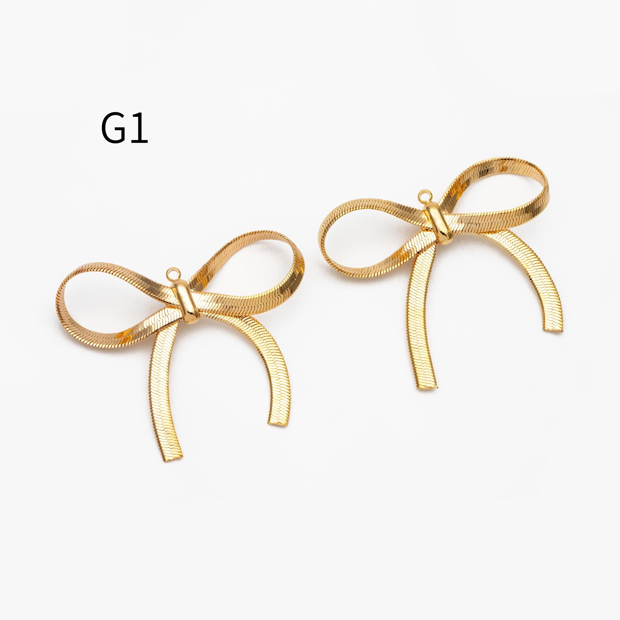 10pcs Gold/ Silver Bowknot Charms 18mm, Christmas Pendants, Bow Knot Pendant (#GB-2745)