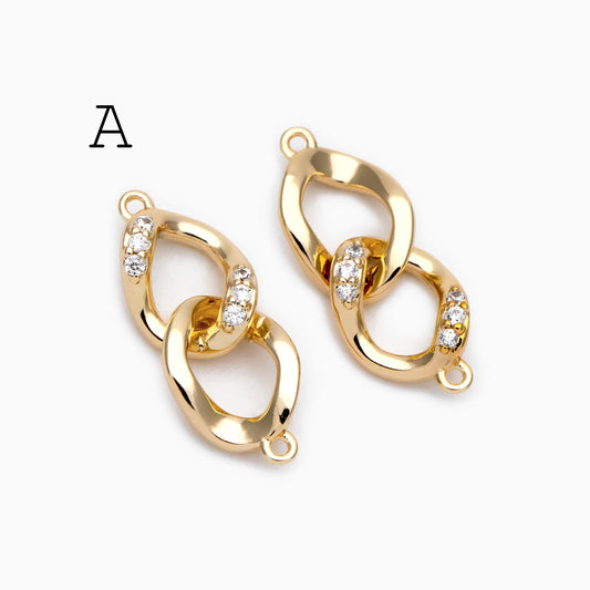 4pcs Gold Chain Connector Links, Bracelet Connector, Earring Findings, Jewelry Making, Diy Material, Jewelry Supplies (GB-2197)