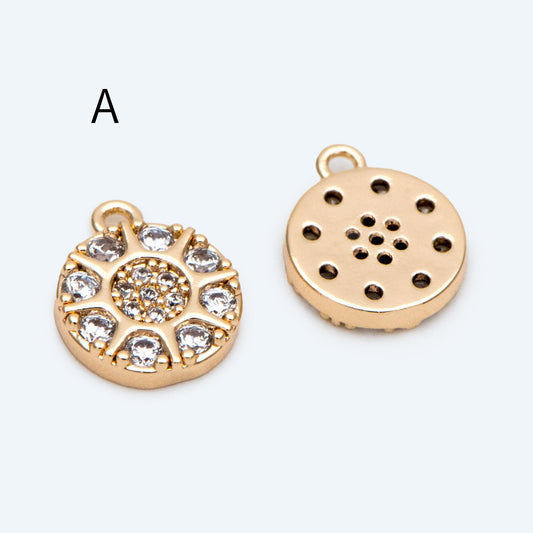 4pcs Gold Round Disc Charms , 18K Gold plated Brass, Jewelry Making, Diy Material, Jewelry Supplies (GB-3464)