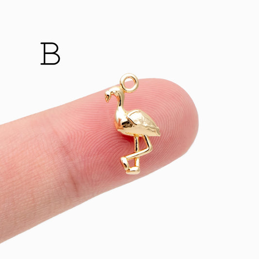 10pcs Gold Bird Charm, Real Gold plated Brass Bird Pendant, Earring Charm (GB-2691)