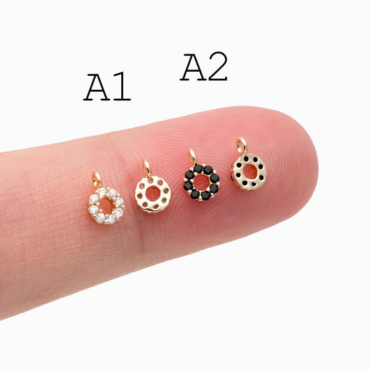 4pcs CZ Pave Gold Geometric Charms, Real Gold plated Brass, Earring Charm Connectors (GB-376)