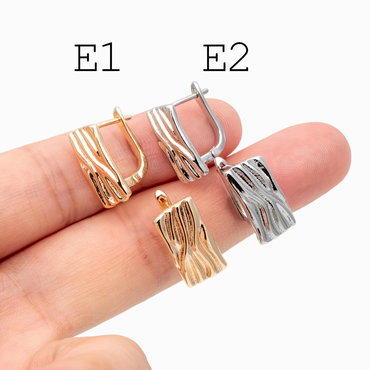 4pcs CZ Pave Gold Click-in Style Leverback Earring, Gold Plated Brass Earring Findings (GB-3002)