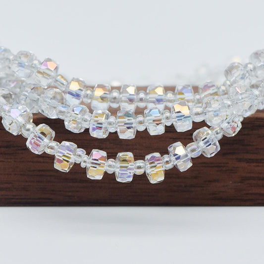 Faceted Crystal Rondelle Beads 6x4mm, Glass Coin Spacer Beads, (TS-90)/ 100 beads