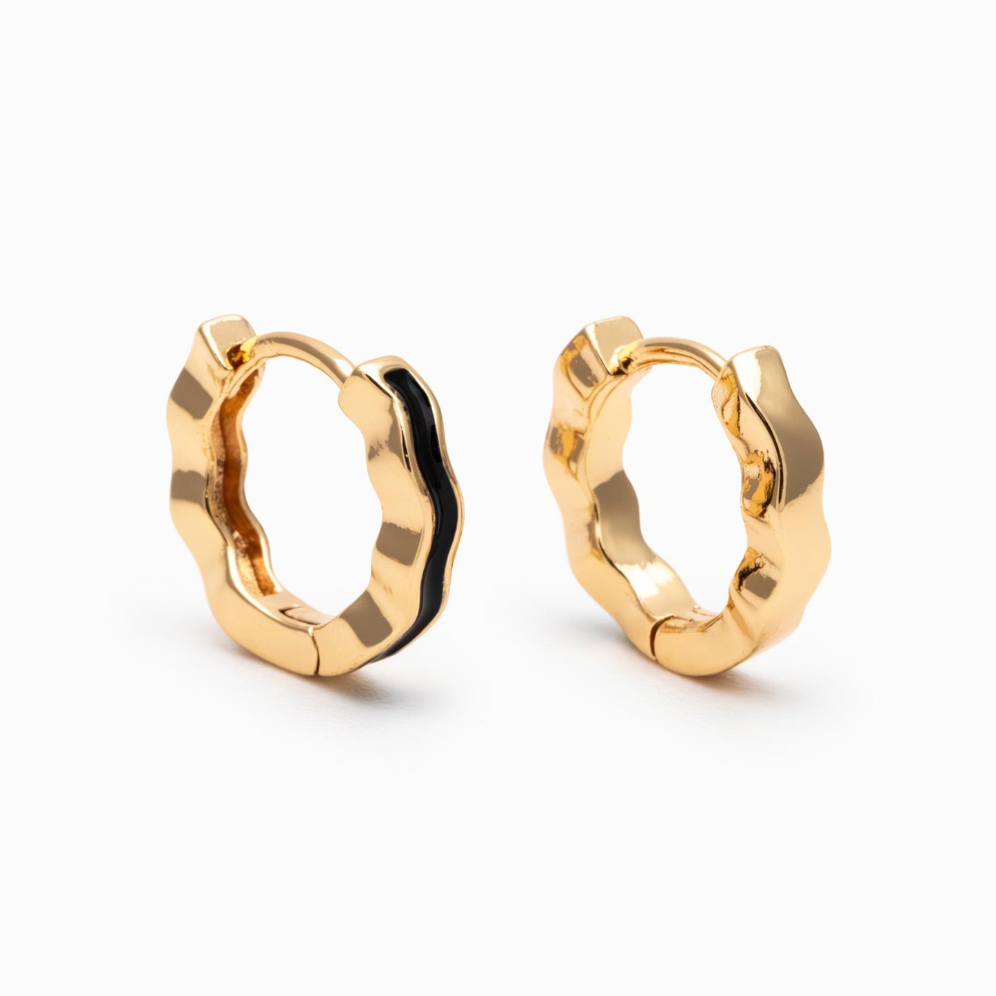 4pcs Gold Enamel Wave Hoop Earrings, 18K Gold plated Brass, Minimalist Huggie Earrings (GB-3717-A)