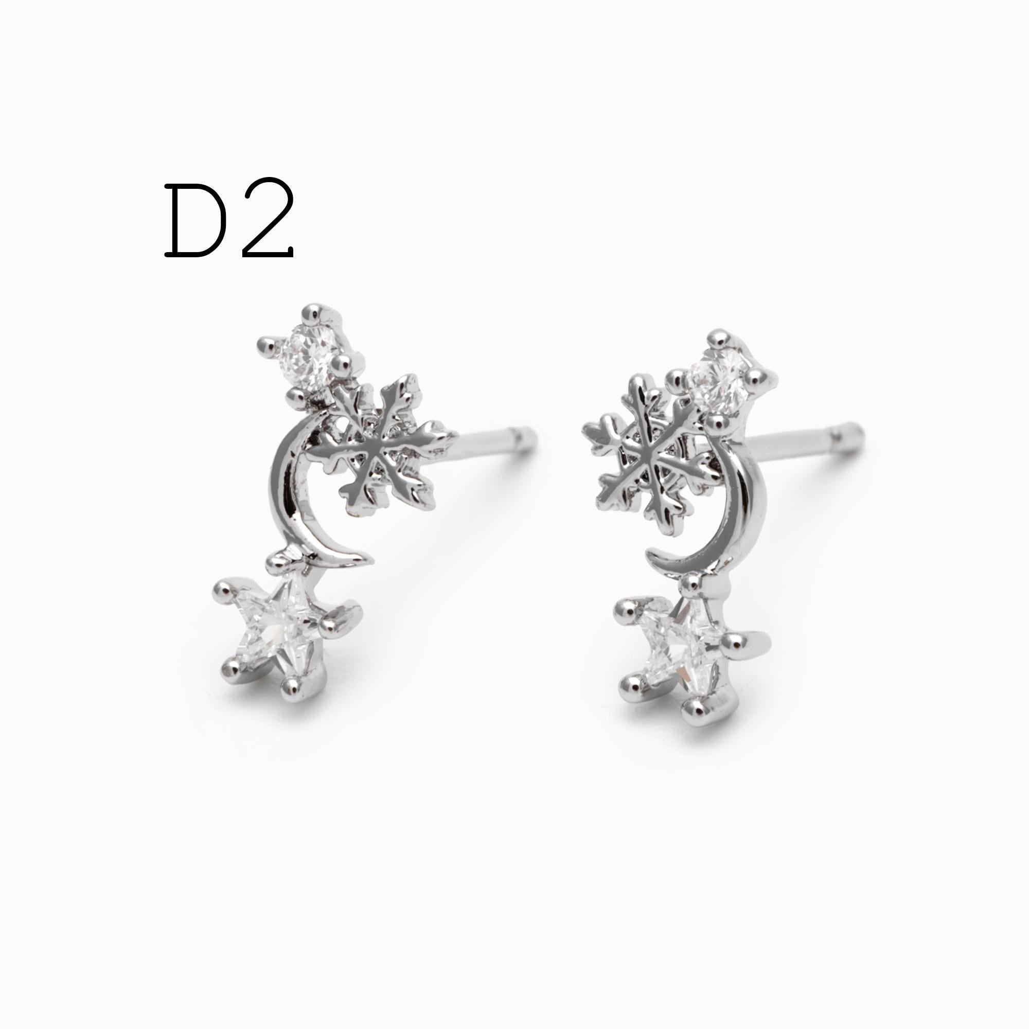10pcs Gold/ Rhodium plated Brass Christmas Stud Earrings (GB-139)