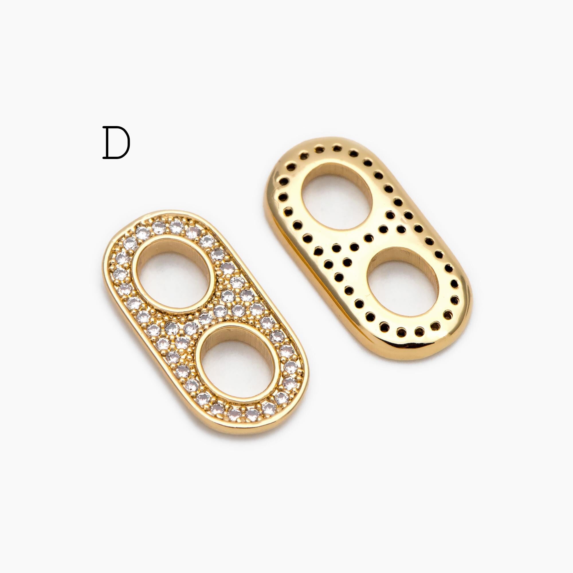 4pcs Gold Puff Mariner Link Charms, Zipper Charms, Soda Tab Charms, Earring Findings, Jewelry Supplies (GB-2132)