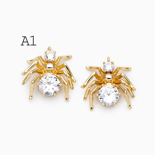 4pcs Spider Pendant Charm for Earrings and Necklaces - Arachnid Jewelry Making (GB-672)