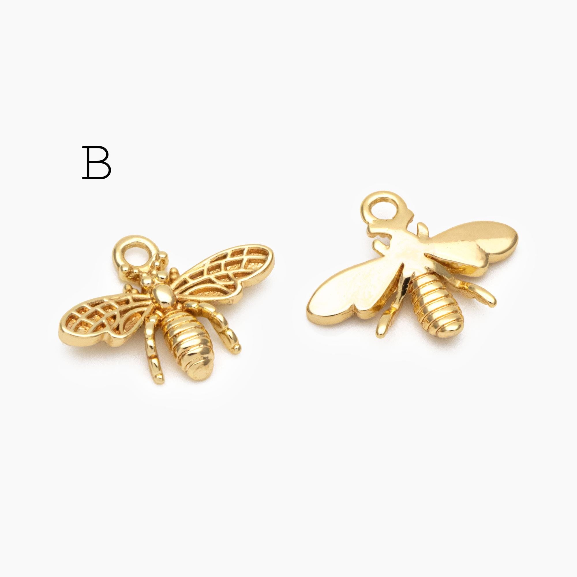 10pcs Gold/ Silver Bee Charm Jewelry Making, Insect Theme Supplies (GB-3093)