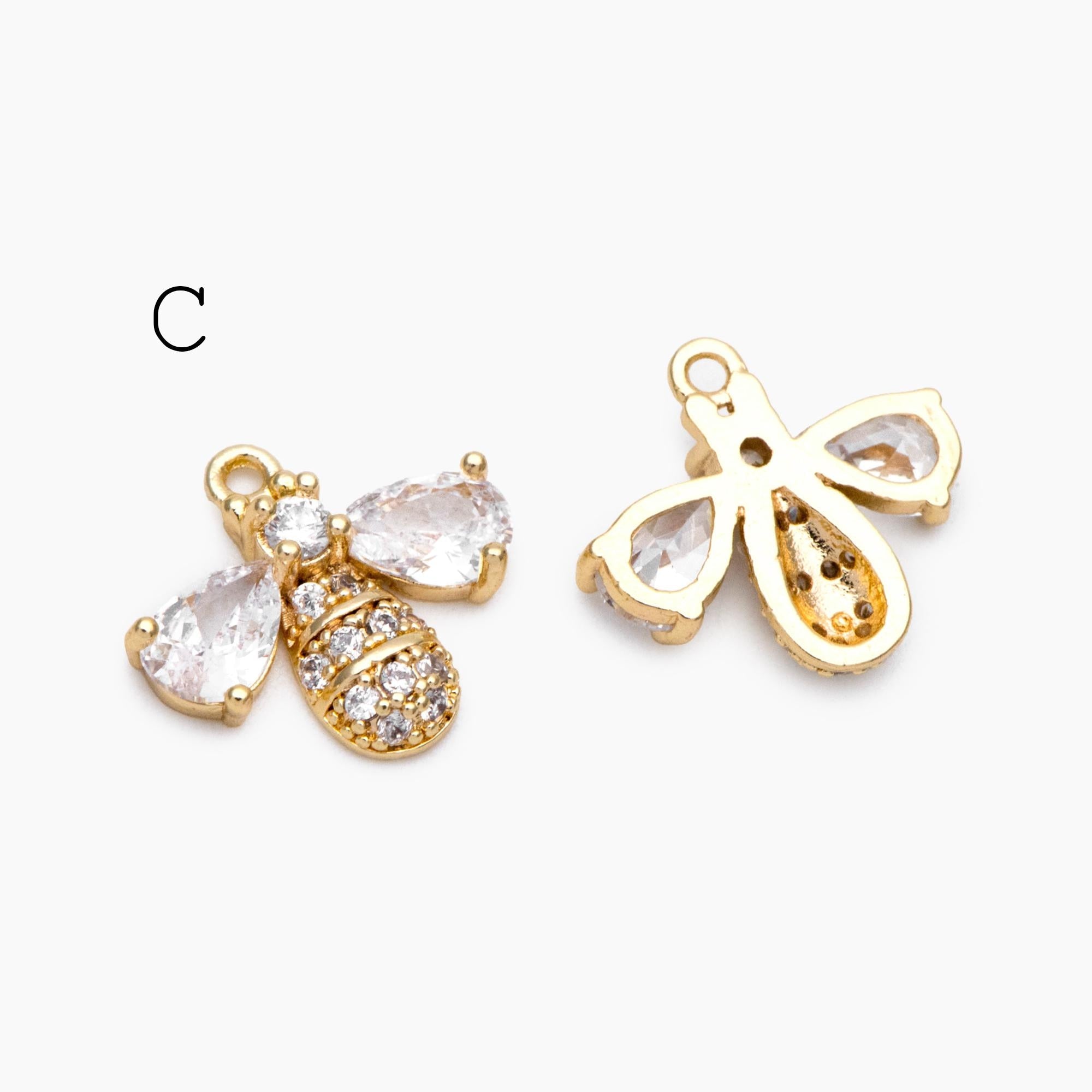10pcs Gold/ Silver Bee Charm Jewelry Making, Insect Theme Supplies (GB-3093)