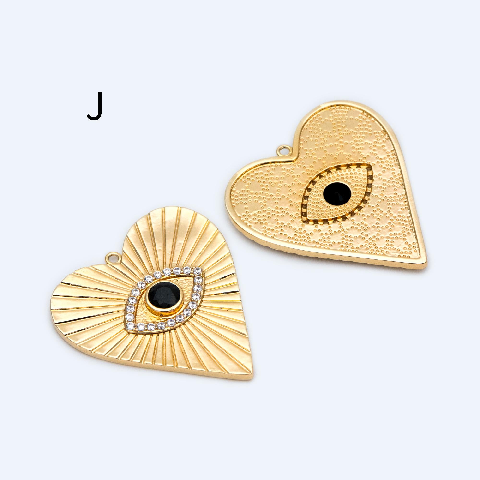 4pcs CZ pave Evil Eye Charms, 18K Gold plated Brass, Greek Eye Pendants for Earring/ Necklace, DIY Handmade Jewelry Component (GB-1527)