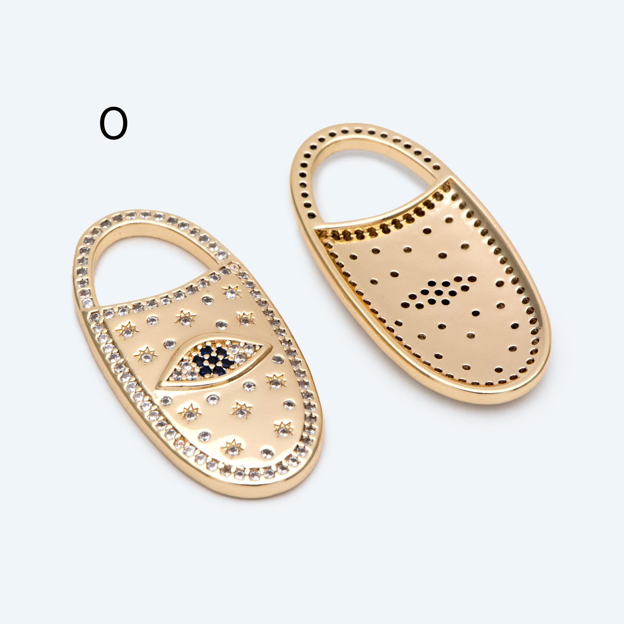 4pcs CZ pave Evil Eye Charms, 18K Gold plated Brass, Greek Eye Pendants for Earring/ Necklace, DIY Handmade Jewelry Component (GB-1527)