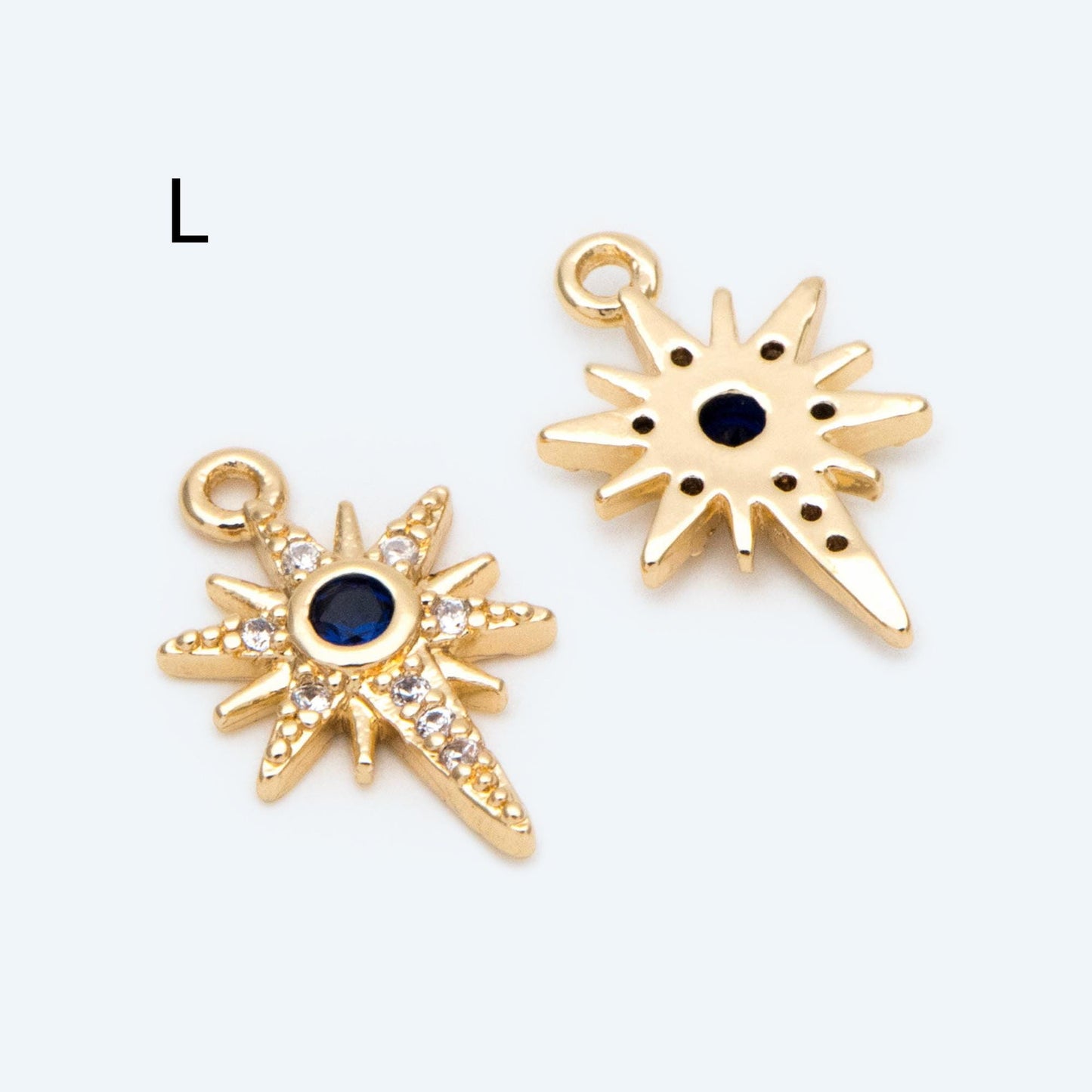 10pcs Gold/ Silver Tone North Star Charm, 18K Gold/ Rhodium plated Brass Mini Star Pendants (GB-924)