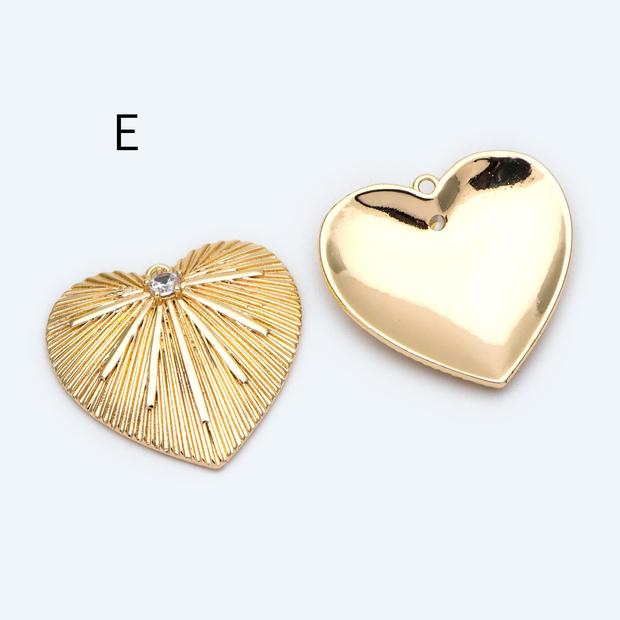 4pcs Gold/ Silver Tone Heart Pendants, 18K Gold/ Rhodium plated Brass, Dainty Heart Charms (GB-1964)