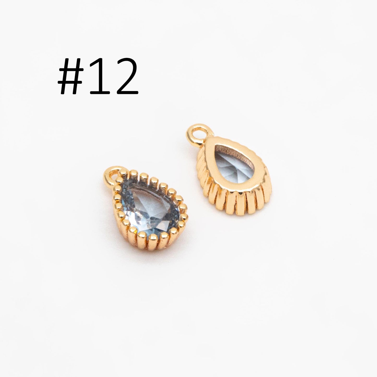 10pcs CZ Pave Teardrop Birthstone Charms 8x5mm, Gold Plated Brass Crystal Charms, Diy Jewelry Making Supplies (GB-3657)