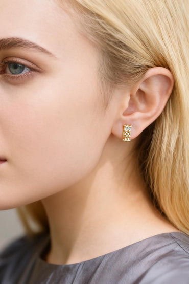 10pcs CZ Pave Gold Owl Earrings 11x7mm, Gold Plated Brass, Bird Stud Earrings (GB-3999)