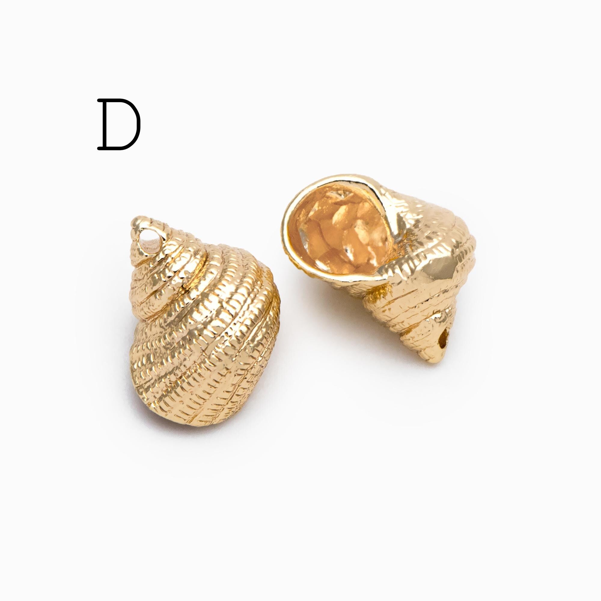 10pcs Gold/ Silver tone Seashell Charms , 18K Gold/ Rhodium plated Brass, Dainty Shell Dangle Pendants (GB-2680)