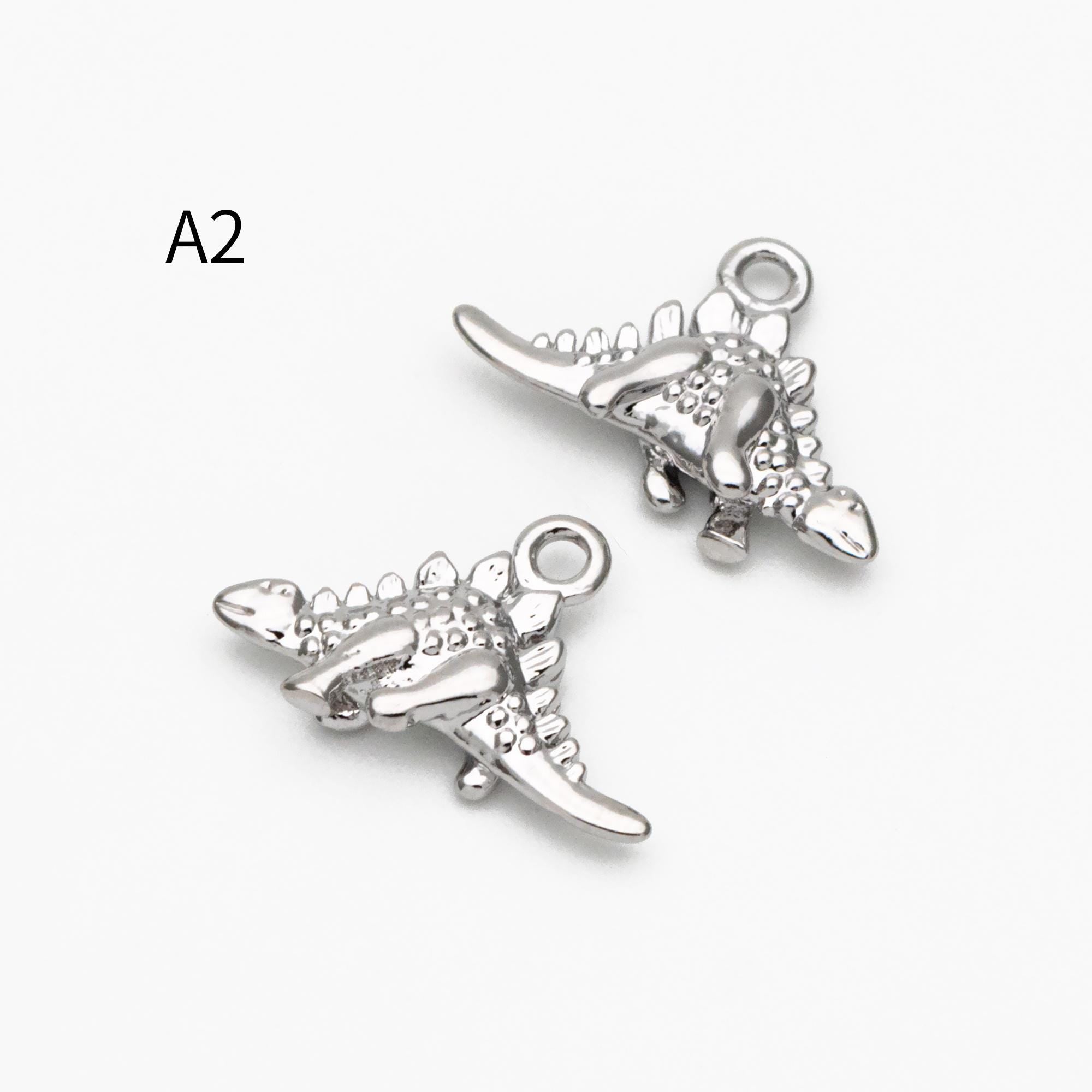 10pcs Gold/ Silver Tone Dinosaur Charm, Jewelry Making, Diy Material, Jewelry Supplies (GB-2650)