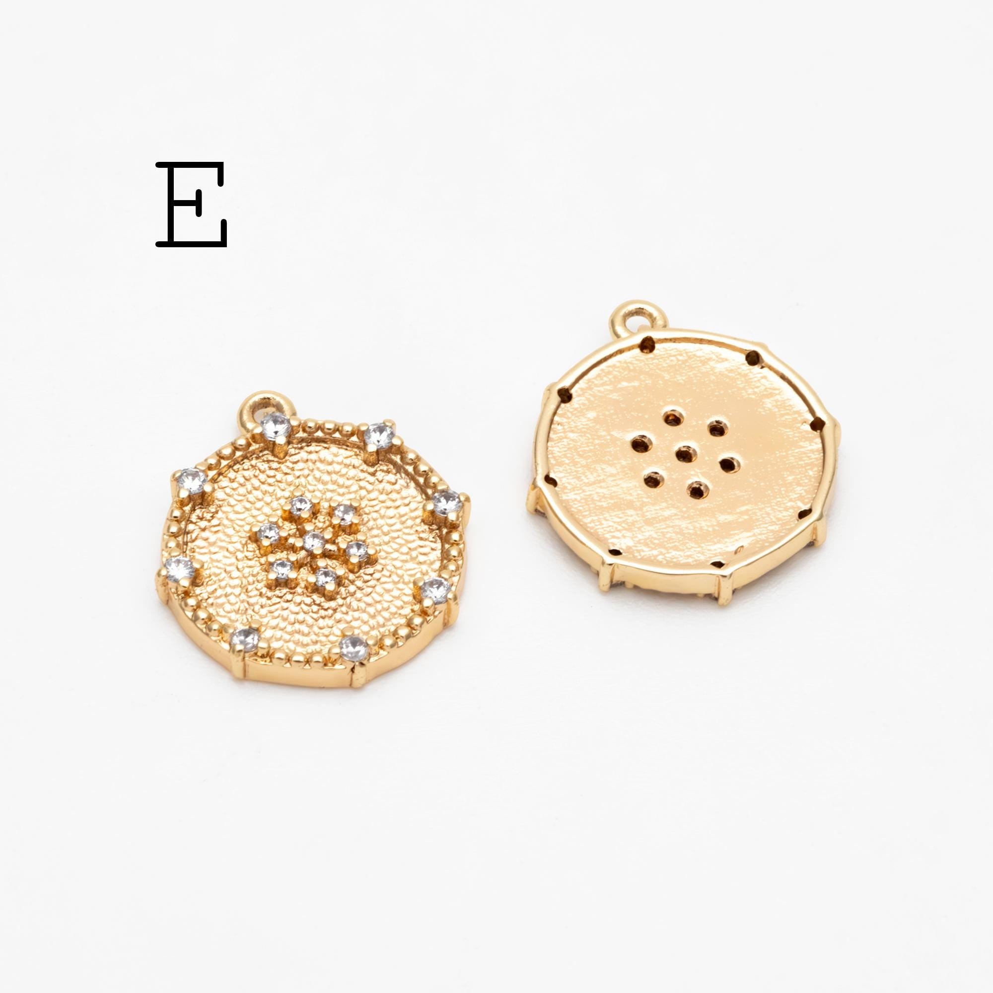 4pcs CZ Pave Snowflake Charms, Rhinestone Flower Connectors, Real Gold plated Brass Findings (GB-3486)