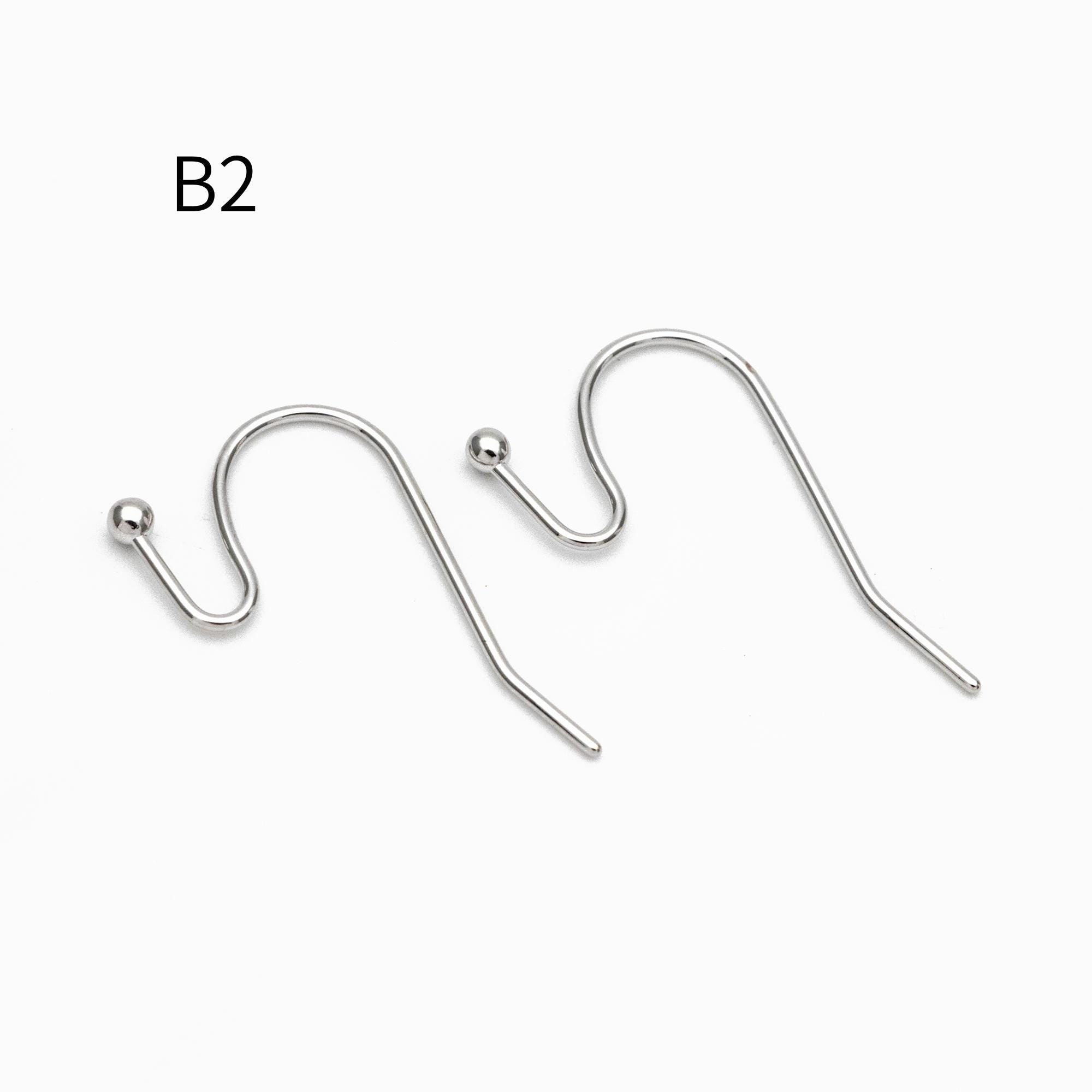 20pcs Gold/ Silver Earring Hooks, Real Gold/ Rhodium Plated Brass, Simple Earwires (GB-025)