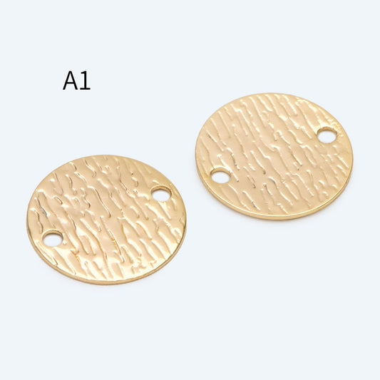 10pcs Gold/ Silver tone Hammered Geometric Charm Connectors, Gold/ Rhodium plated Brass Rustic Pendants (GB-654)