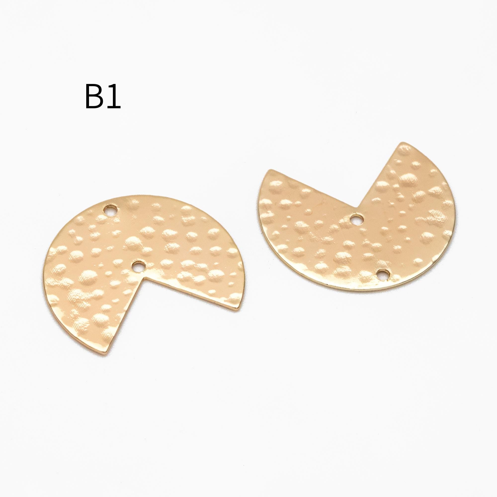 10pcs Gold/ Silver tone Hammered Geometric Charm Connectors, Gold/ Rhodium plated Brass Rustic Pendants (GB-654)