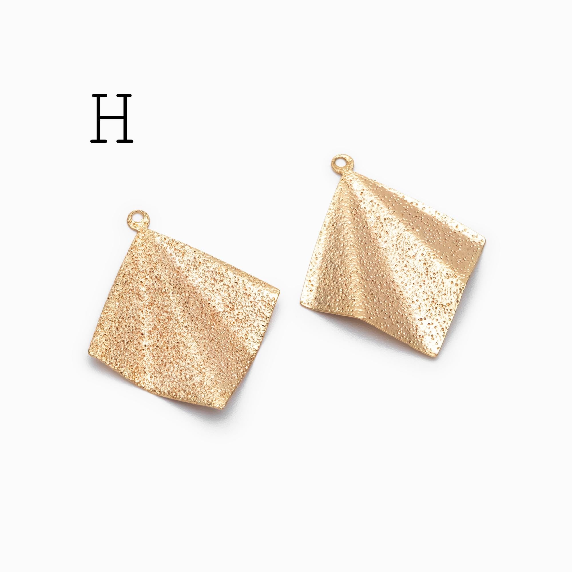10pcs Gold Geometric Charms, Gold plated Brass Rustic Pendants, Lead Nickel Free (GB-265)