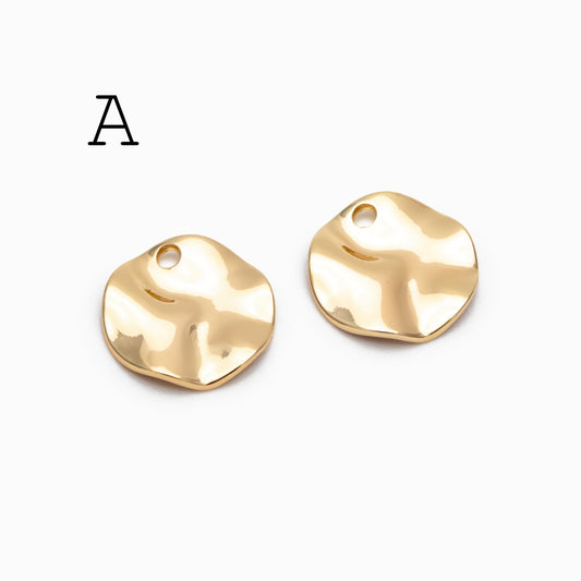 10pcs Gold/ Silver Tone Hammered Geometric Charms , Gold/ Rhodium plated Brass, Polished Earring Pendants (GB-402)
