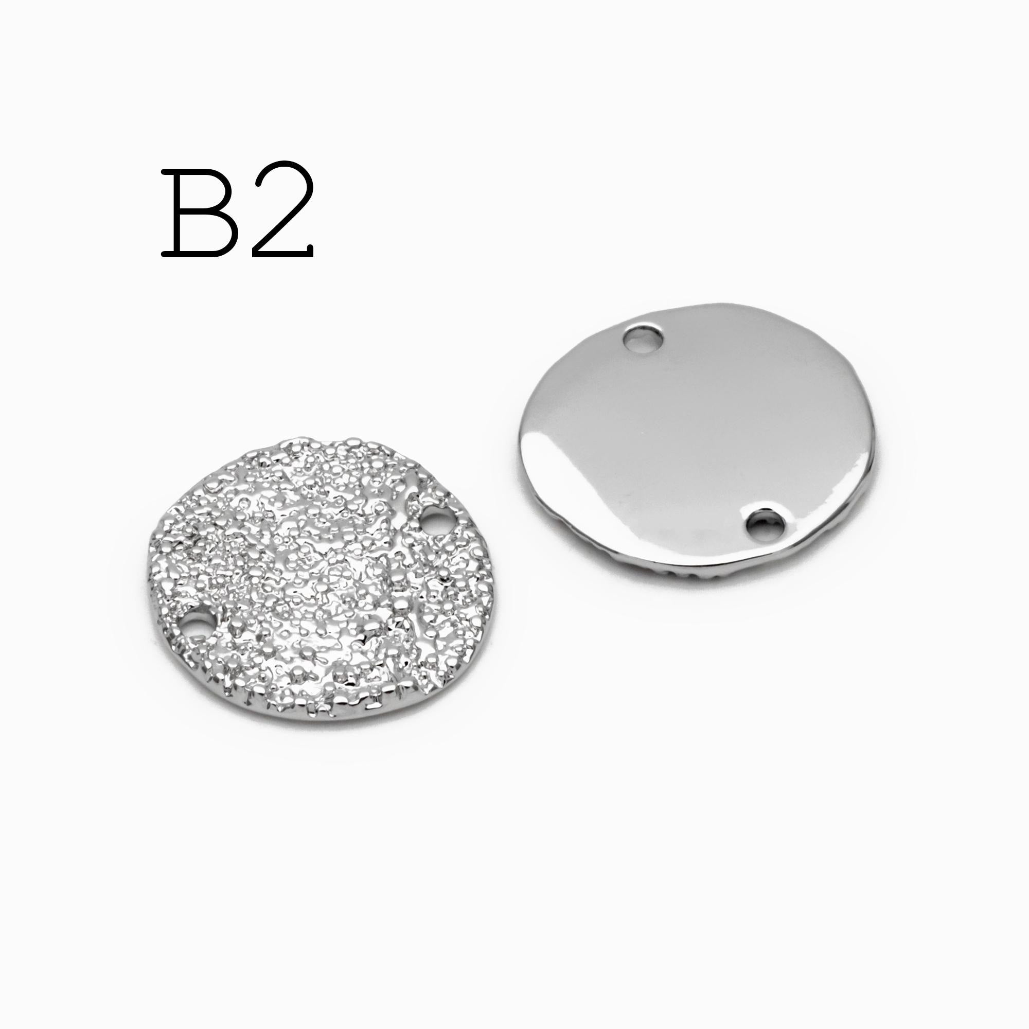 10pcs Gold/ Silver Tone Hammered Charm Connectors, Gold/ Rhodium plated Brass, Rustic Geometric Pendents (GB-1422)