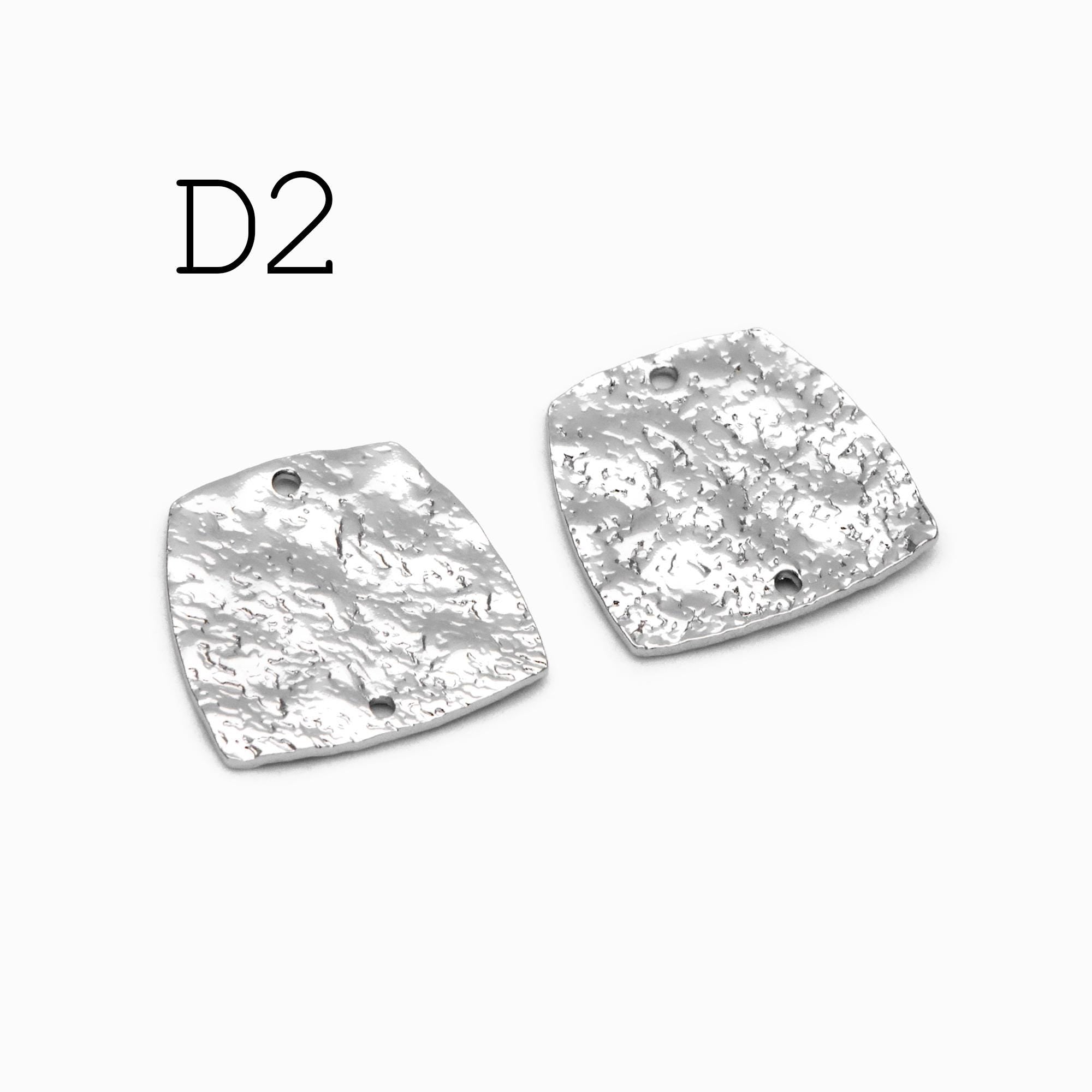 10pcs Gold/ Silver Tone Hammered Charm Connectors, Gold/ Rhodium plated Brass, Rustic Geometric Pendents (GB-1422)