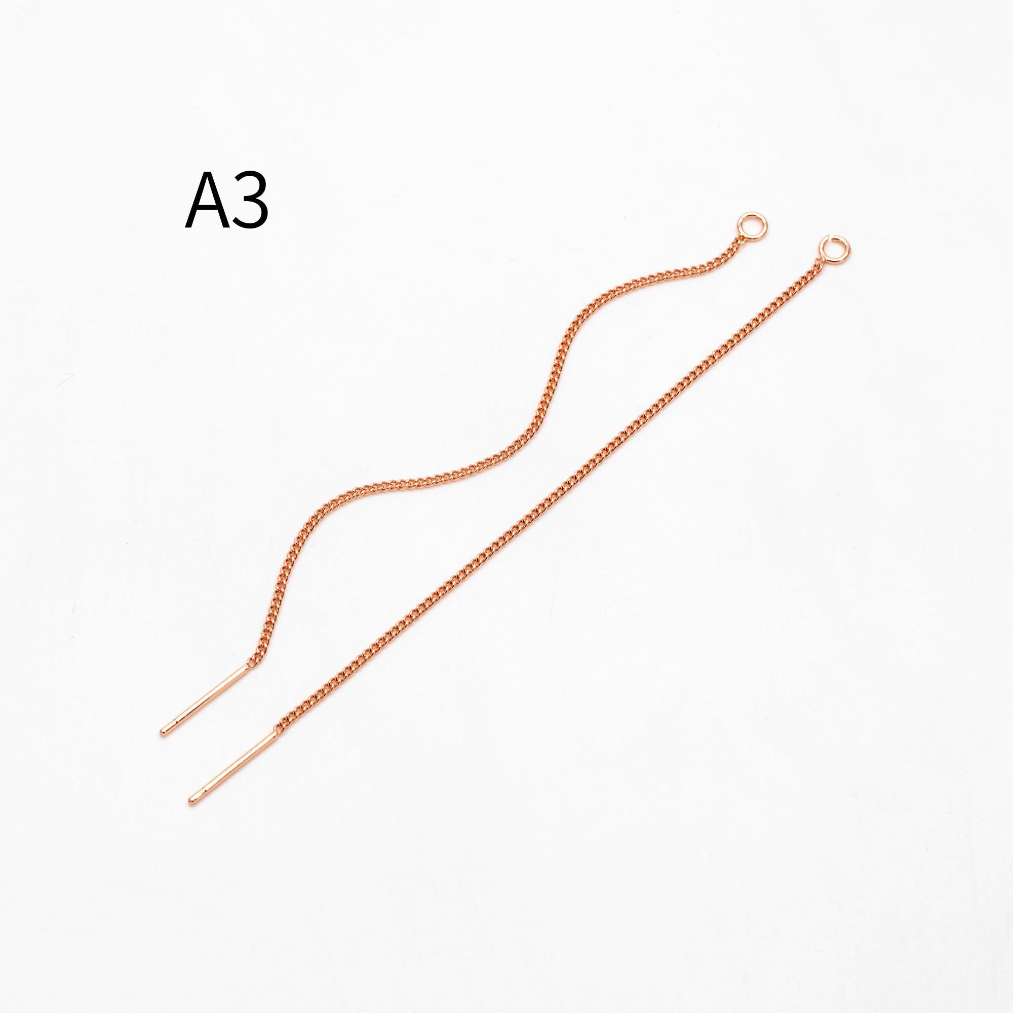 10pcs Gold/ Silver/ Rose Gold Ear Threader Earrings, Earwire Thread with Jump Ring, Color Not Easily Tarnish (GB-333)