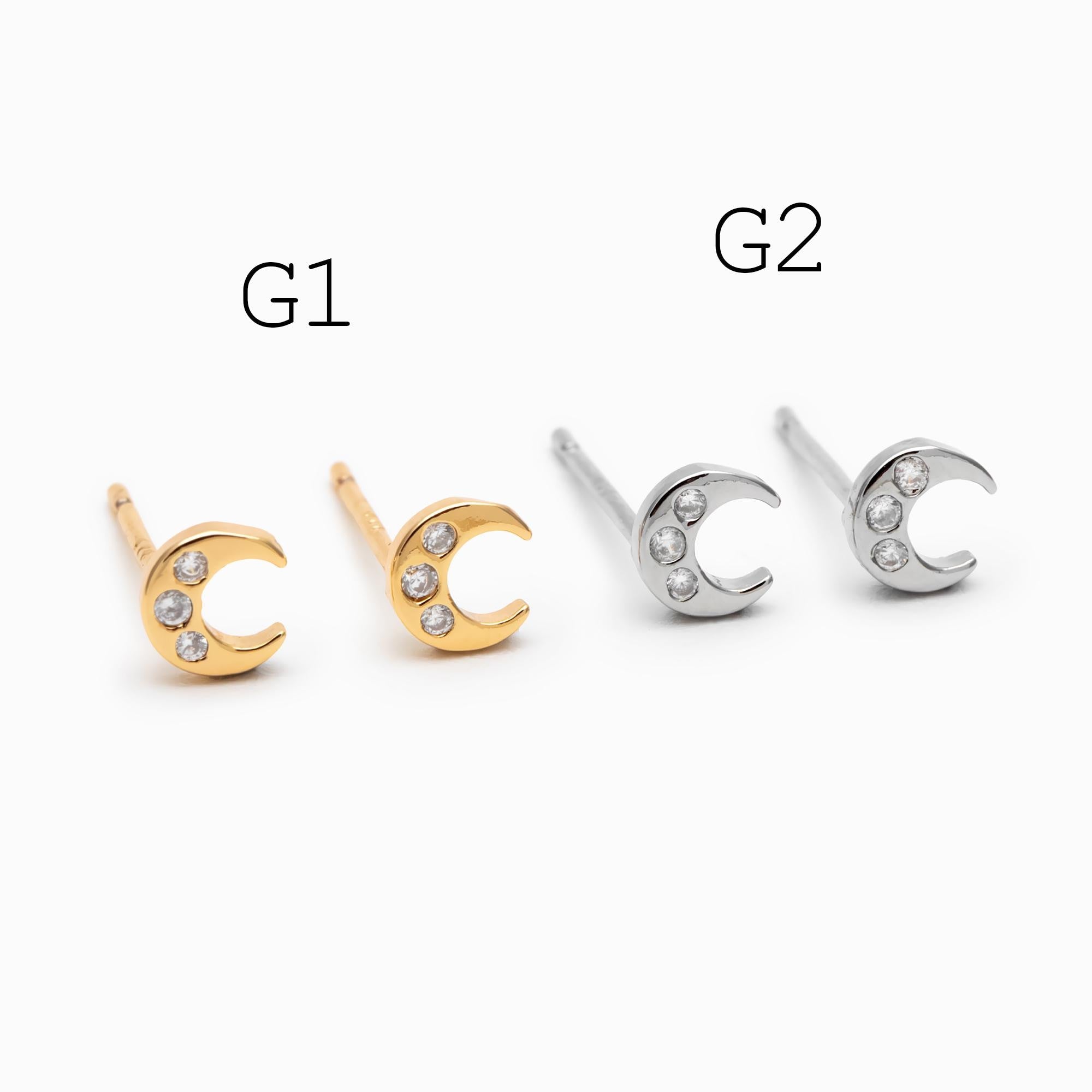 10pcs Minimalist Gold Stud Earring - Sun, Moon, Star Styles (#GB-3041)