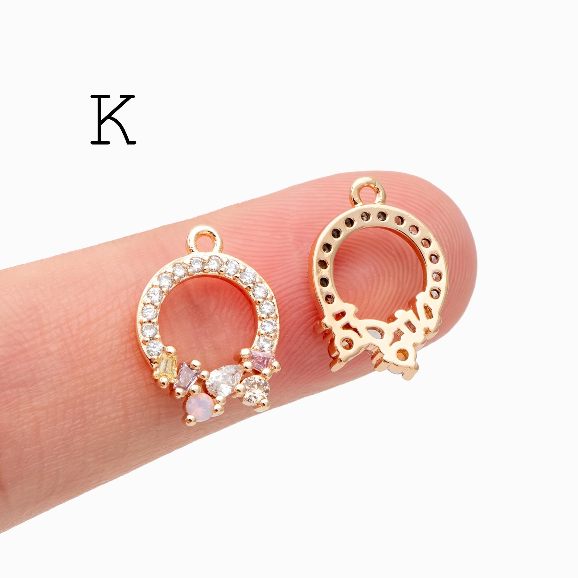 4pcs CZ Pave Christmas Charms: 18K Gold Plated Brass, DIY Jewelry Making, (GB-713)