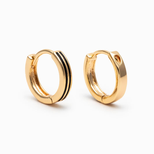 4pcs Gold Enamel Circle Hoop Earrings, 18K Gold plated Brass, Minimalist Huggie Earrings (GB-3717-B)