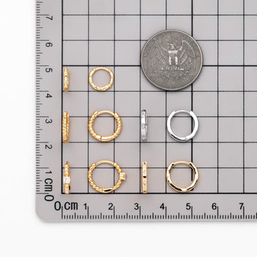 4pcs Minimalist Hoop Earrings, Gold/ Rhodium plated Huggie Earrings, Circle Earring (GB-2815)