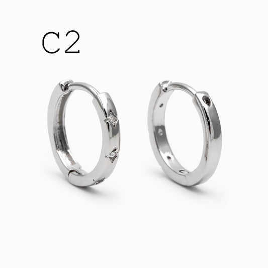 4pcs Minimalist Hoop Earrings, Gold/ Rhodium plated Huggie Earrings, Circle Earring (GB-2815)