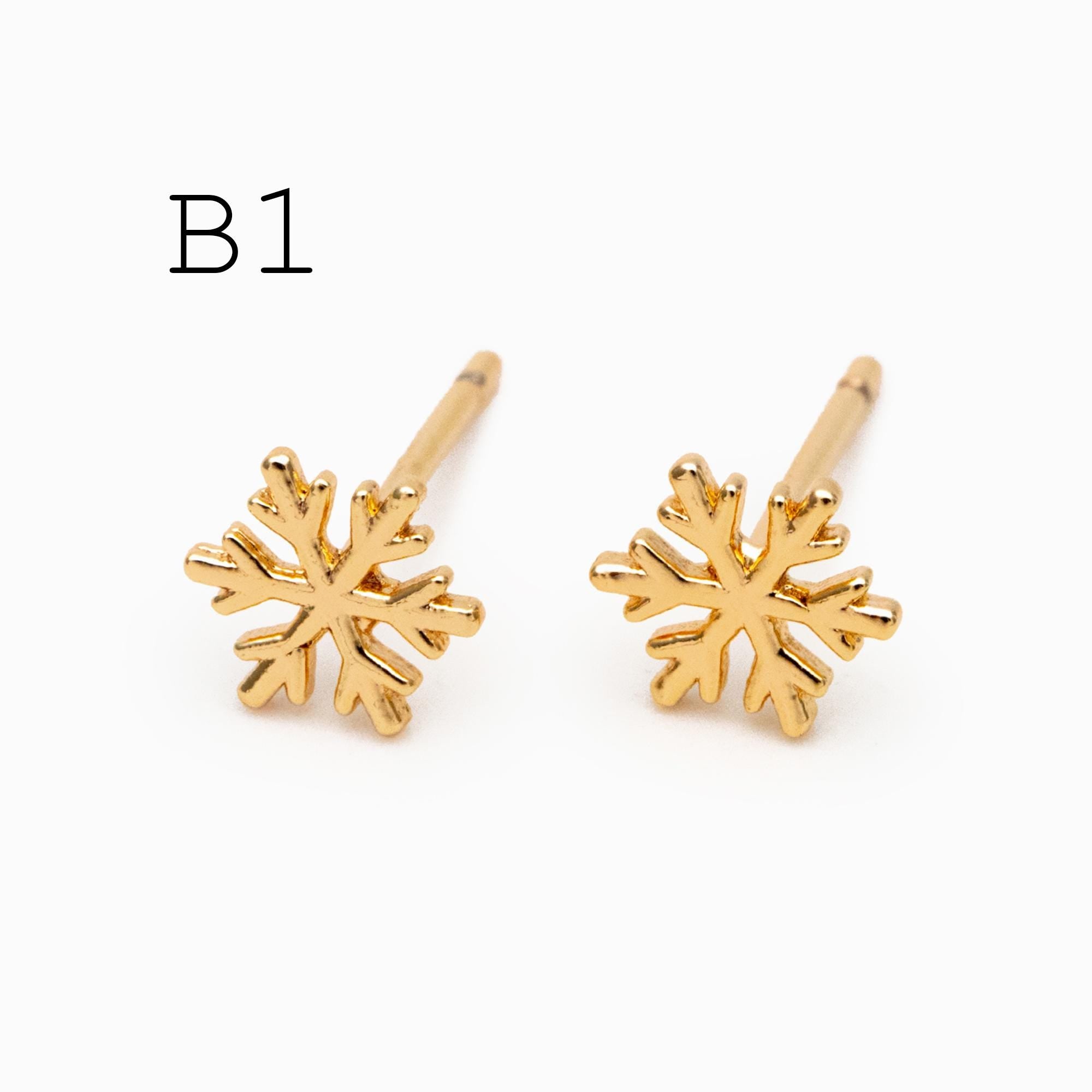 10pcs Gold/ Rhodium plated Brass Christmas Stud Earrings (GB-139)