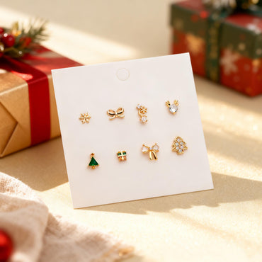 4pcs Gold/ Rhodium plated Brass Christmas Stud Earrings (GB-139)