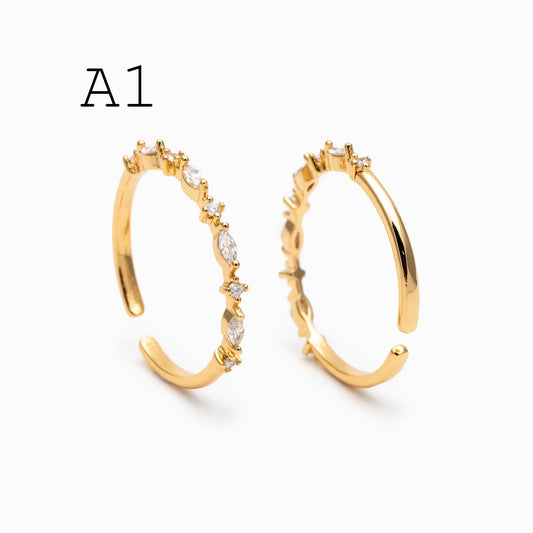4pcs CZ Pave Finger Ring, Gold/ Rhodium plated Brass, Gift for Her, Stackable Ring, Minimalist Ring(#JZ-025)