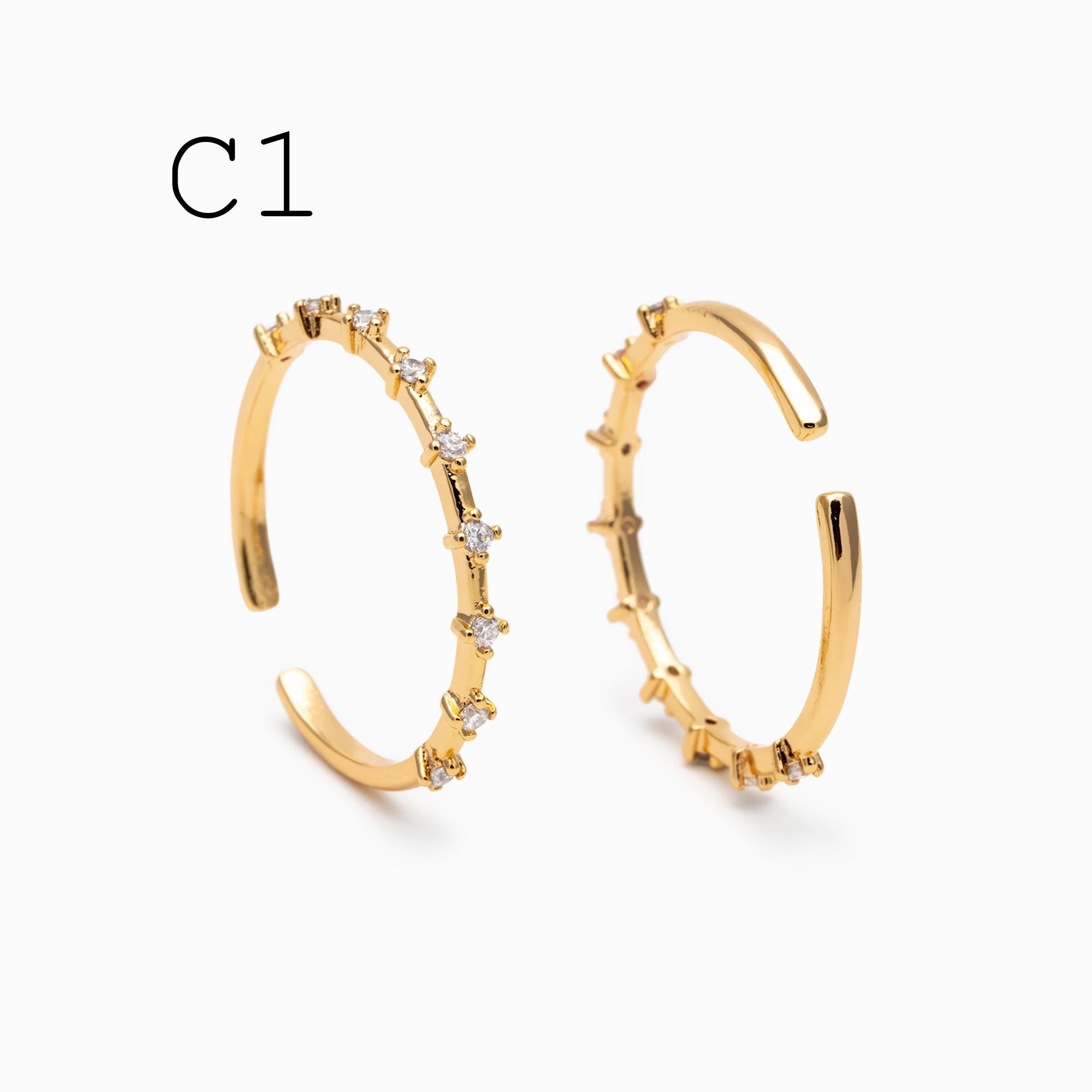 4pcs CZ Pave Finger Ring, Gold/ Rhodium plated Brass, Gift for Her, Stackable Ring, Minimalist Ring(#JZ-025)