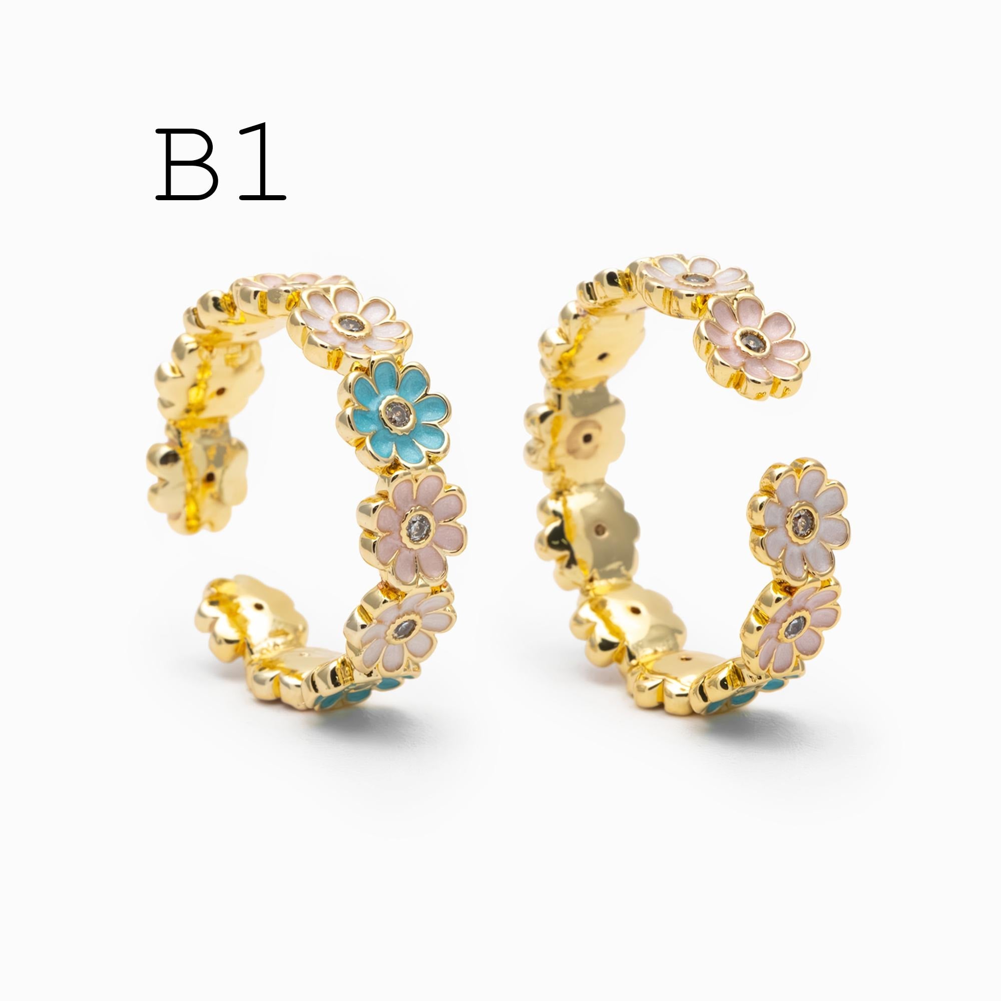 4pcs Gold/ Silver Tone Enamel Ring, Ladybug Ring, Daisy Ring, Everyday Ring, Dainty Rings, Adjustable Ring (#JZ-033)