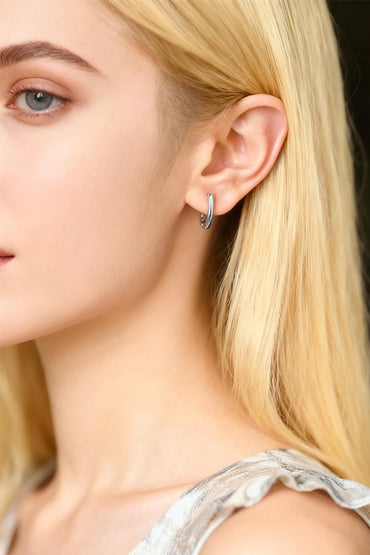 10pcs Gold/ Silver tone Oval Huggie Earrings 14x13mm, Gold/ Rhodium plated on Brass, Earring Hoop Components (GB-1656-B)