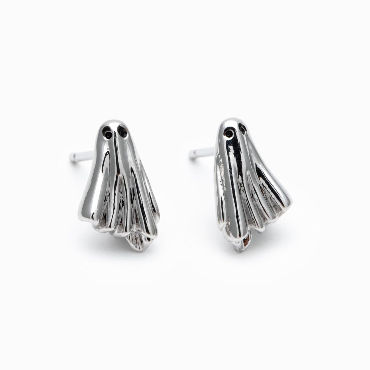 10pcs Gold Ghost Stud Earrings 11x7mm, Gold Plated Brass Minimalist Earrings (GB-4694)