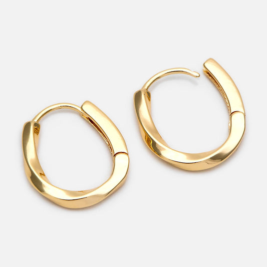 10pcs Gold/ Silver Twist Oval Earrings, Oval huggie earrings (GB-1656-E)