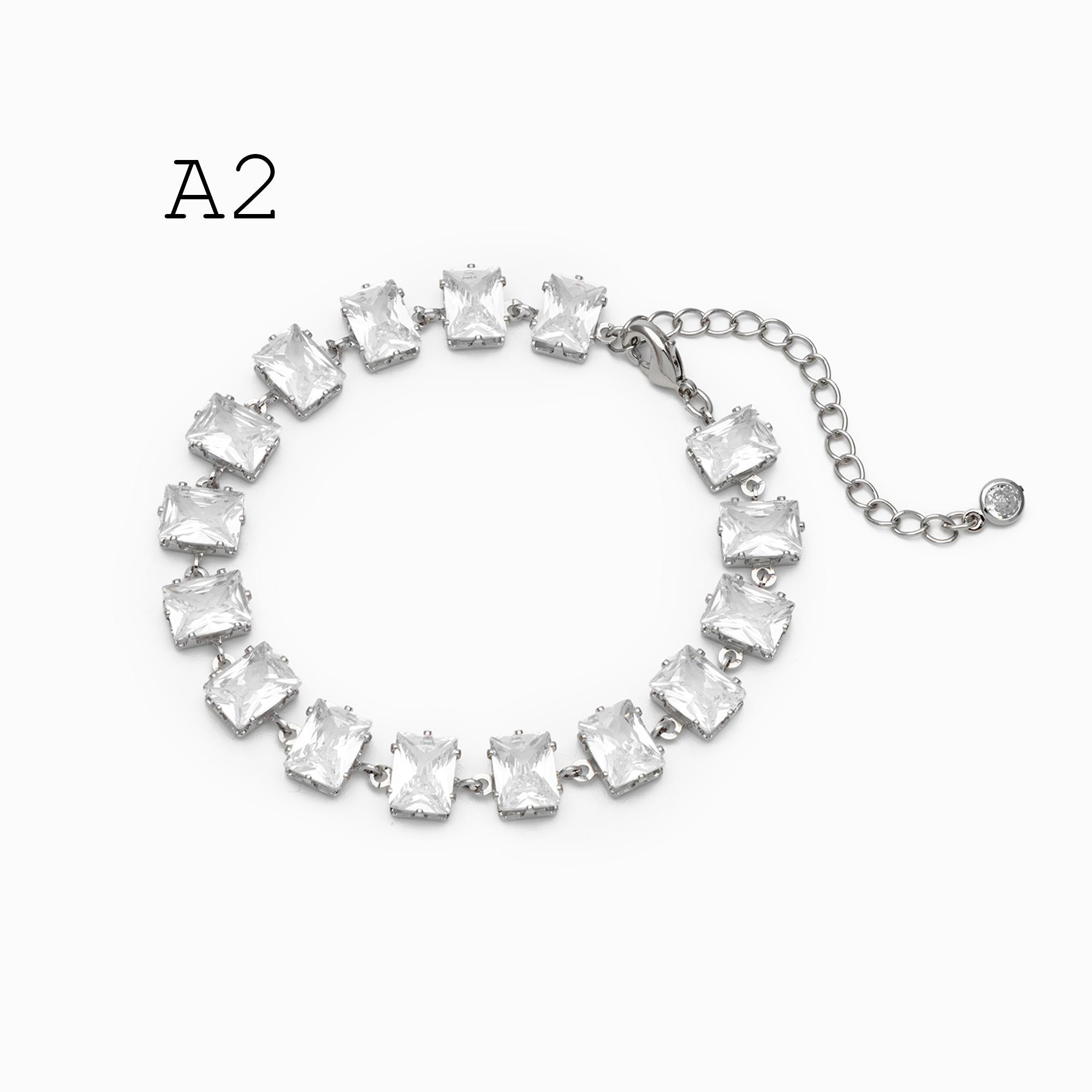 Sparkly CZ Pave Bracelet, Beaded Tennis Bracelets, Gold/ Rhodium plated Brass, Geometric Adjustable Bracelet (GB-4695)