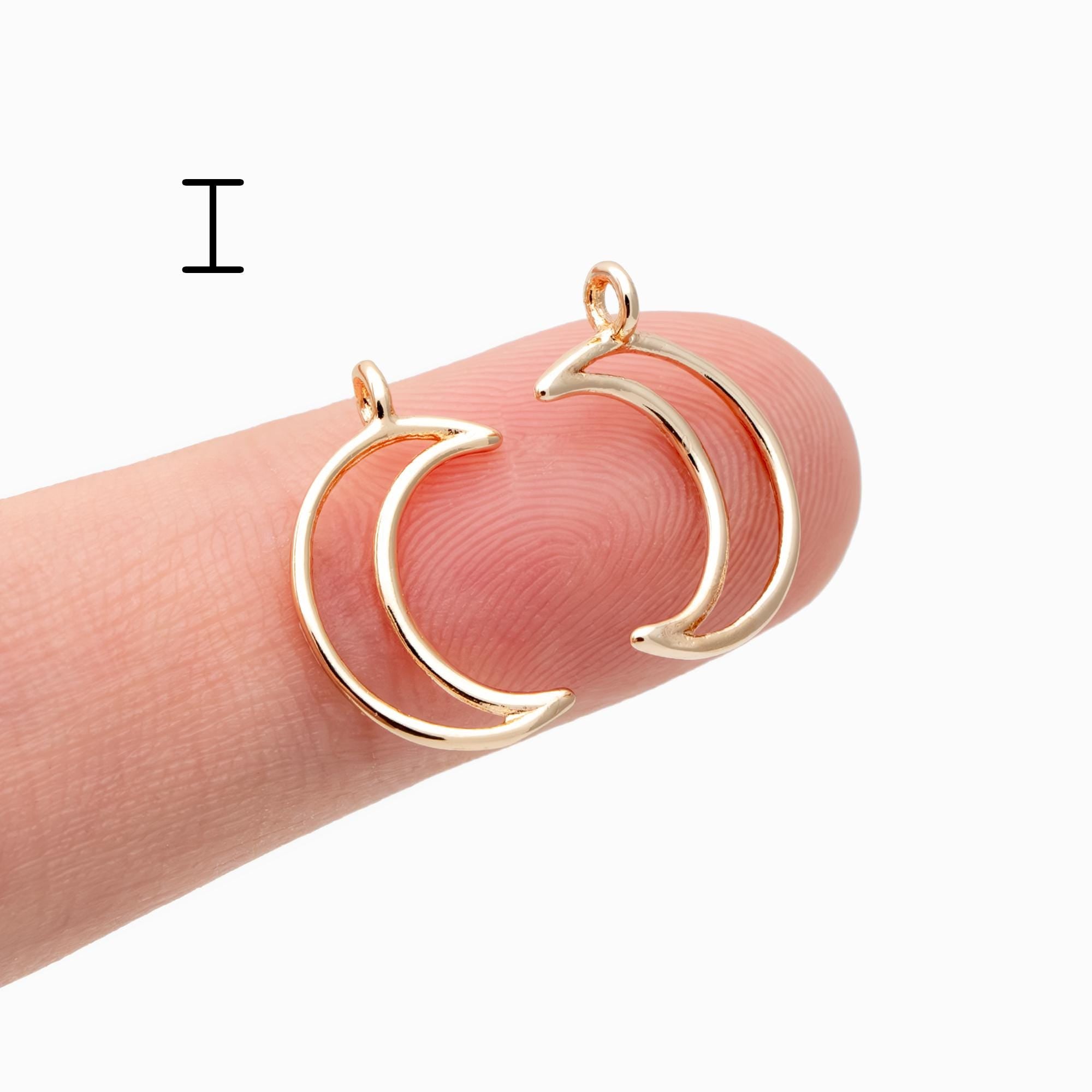 10pcs Gold/ Silver tone Moon Charms , 18K Gold/ Rhodium plated Brass, Moon Connector Pendants (GB-618)